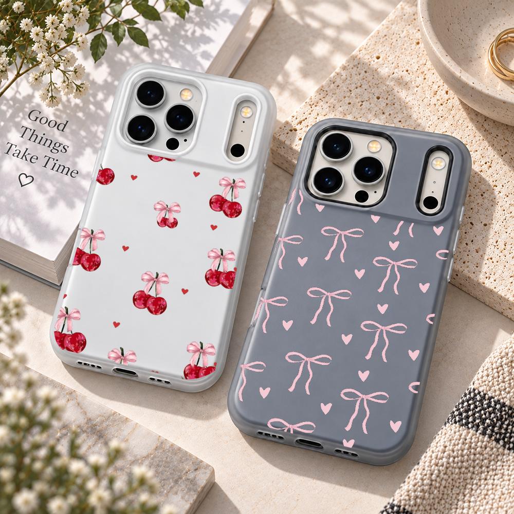 Tpu Filament - Şirin Pembe Kalp Desenli Telefon Kılıfı,