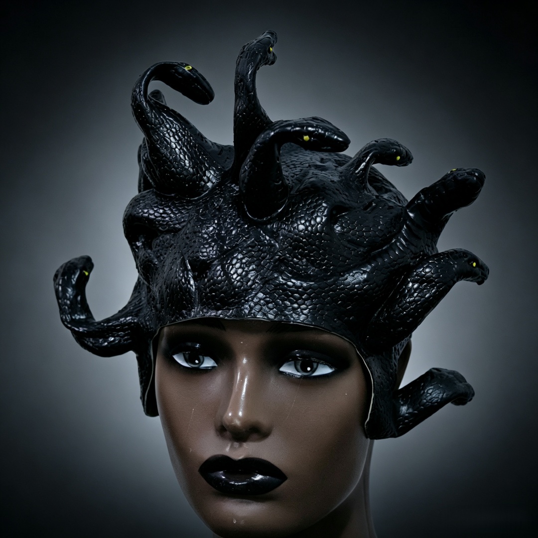 Cobra Extruder - Medusa Lateks Peruk Maskesi, Korkunç Yılan