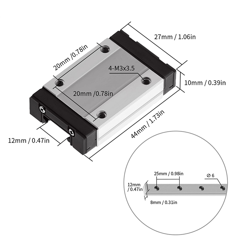 100-800mm minyatür lineer ray  - Linear Rail Mgn12H Set incelemesi ve fiyatı